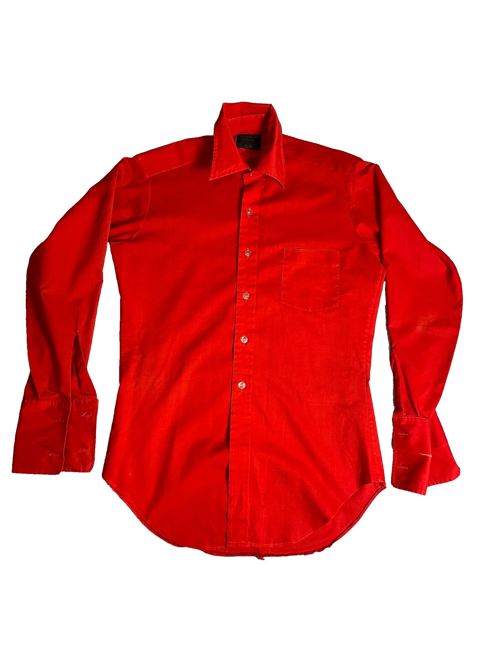 Vintage 1970s Sears The Mens Store The Comfort Shirt XL Red Perma Prest Cotton